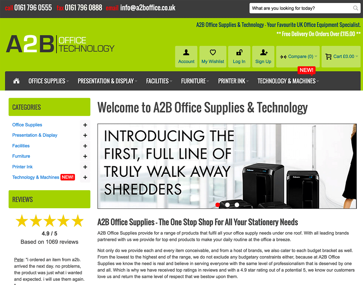 A2B Office Supplies Manchester Office Supplies Company Nantwich 