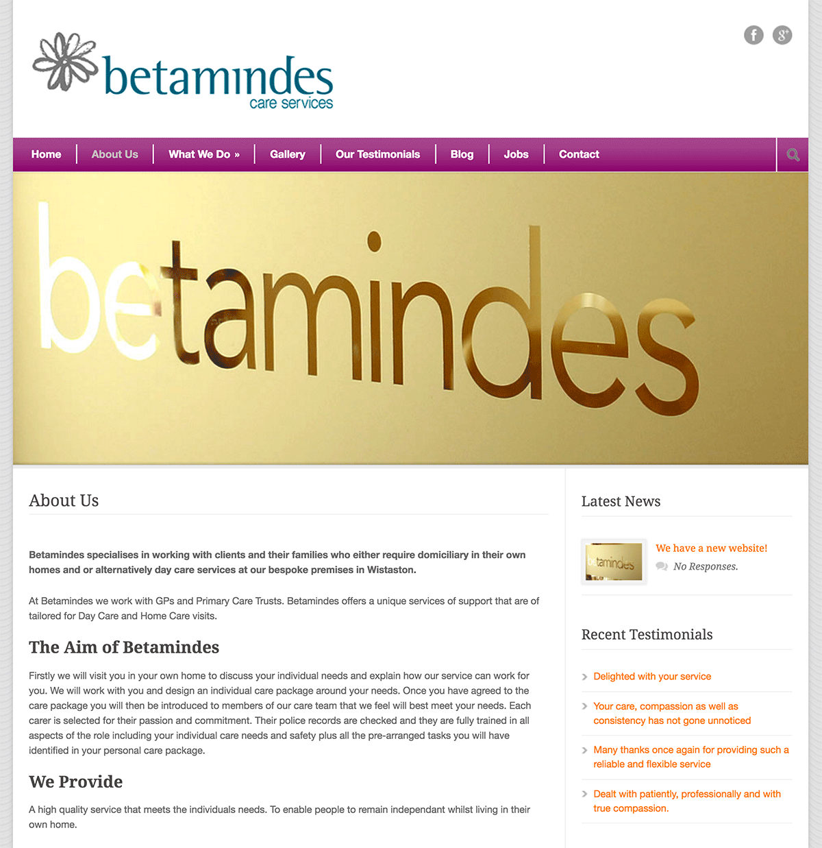 Betamindes Crewe & Nantwich Based Care Service Nantwich  Design